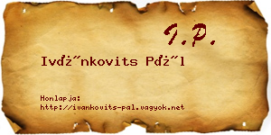 Ivánkovits Pál névjegykártya